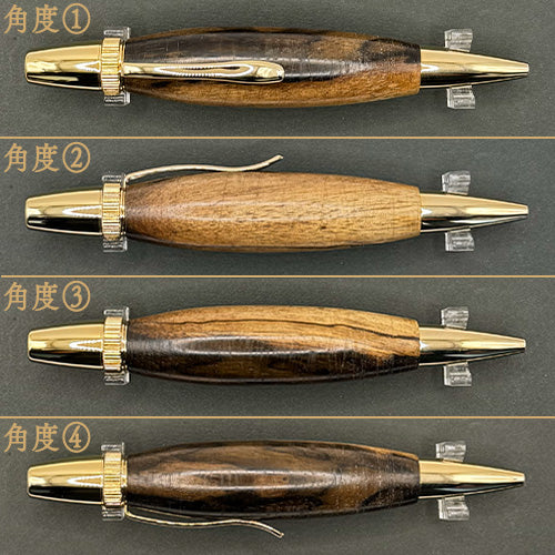 日本製銘木ボールペン 黒柿02